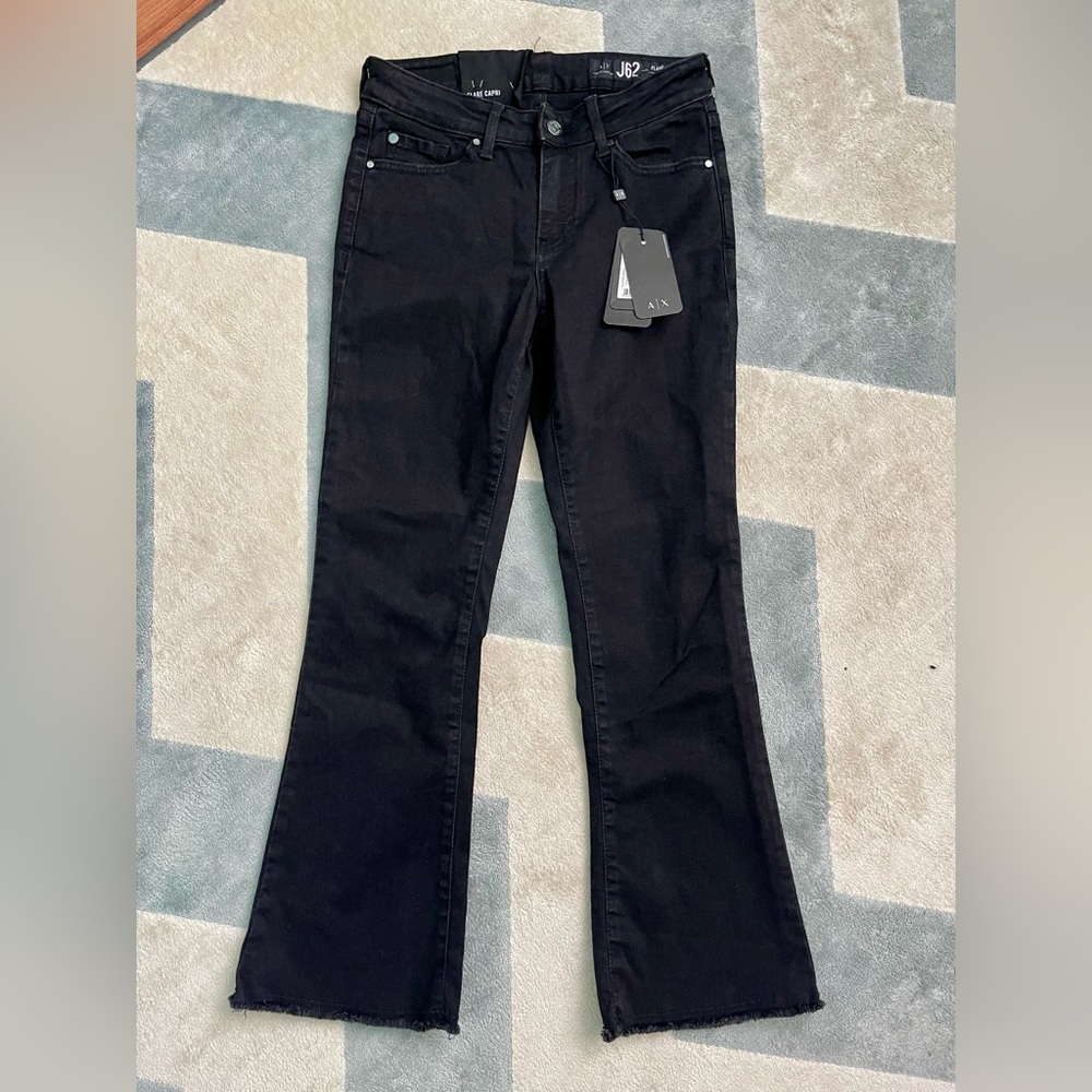 A/X Armani Exchange Mid Rise Flare Capri Jeans Size 25 Black